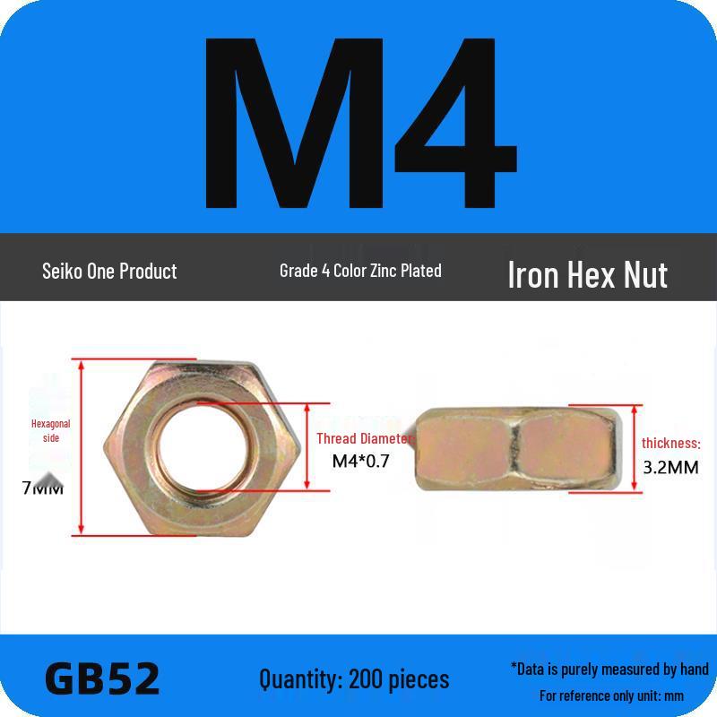 Black Galvanized Nickel-Plated Iron Hex Nut Screw Cap, GB Grades 4.8/8.8/12.9, Sizes M4/M5/M6/M8