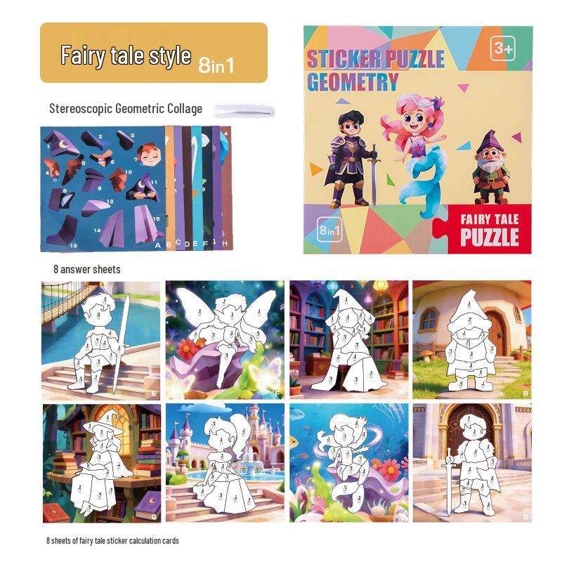 Kids' 3D Geometric Sticker Puzzle: Creative DIY Craft & Painting Toy for Kindergarten