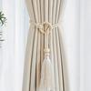 Wooden Ring Tassels Curtain Tieback, Adjustable Window Curtain Holders Ties Backs, No Drill Drape Curtain Holdbacks for Home Bedroom Decor