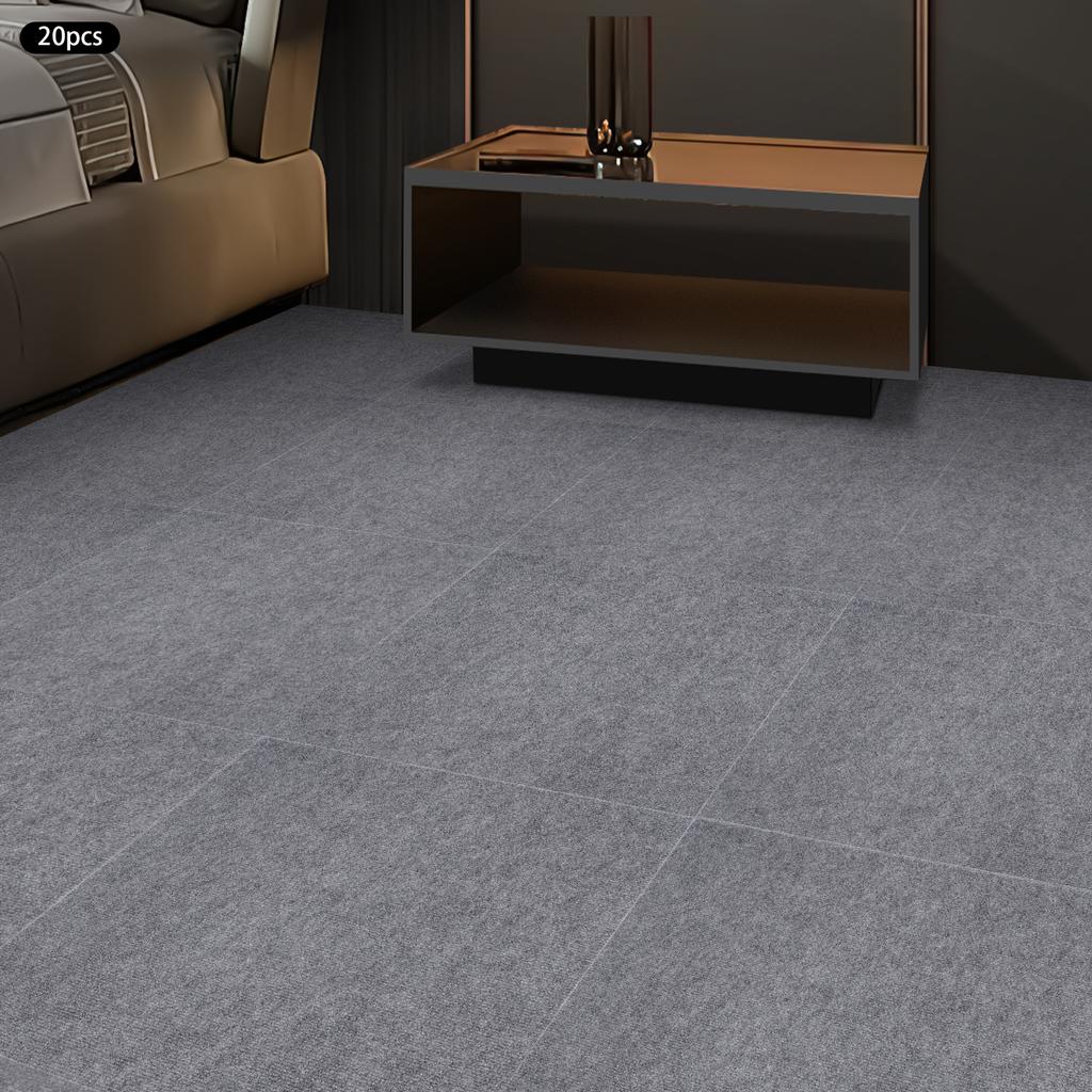 20 Pcs 60x60cm Polyester Square Carpet,Light Grey Striped Self-Adhesive 4mm Carpet Floor-mounted for Restaurants,Family Rooms