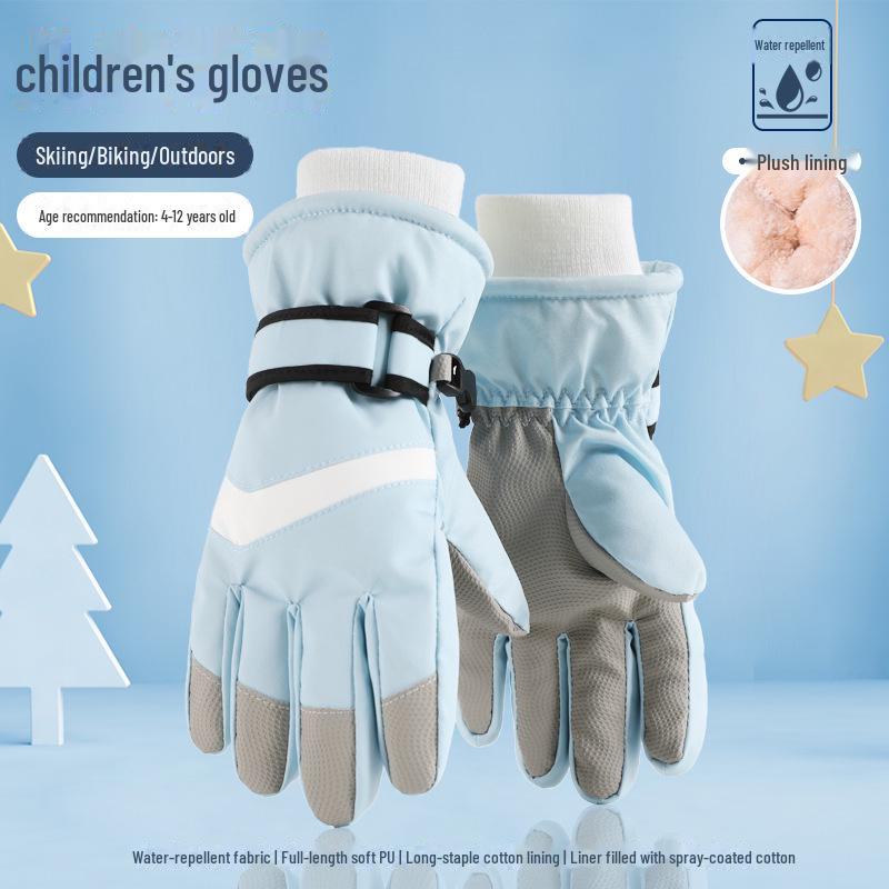 

Детские теплые лыжные перчатки: Сенсорный экран, Бархатная подкладка, Толстая изоляция L синий