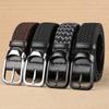 Alloy Buckle Elastic Belt Black Weave Waist Band Vintage Woven Belt Outdoor Sports
