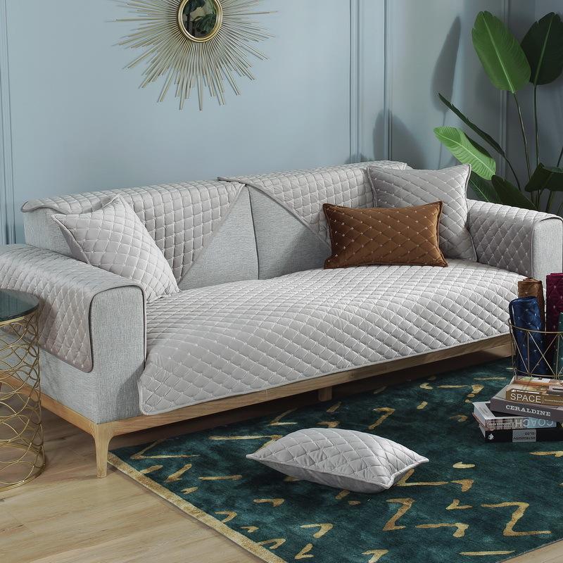 Autumn And Winter Super Soft Thickened Dutch Velvet Quilted Sofa Cushion, Nordic Simple Solid Color Sofa Cushion Cover Towel