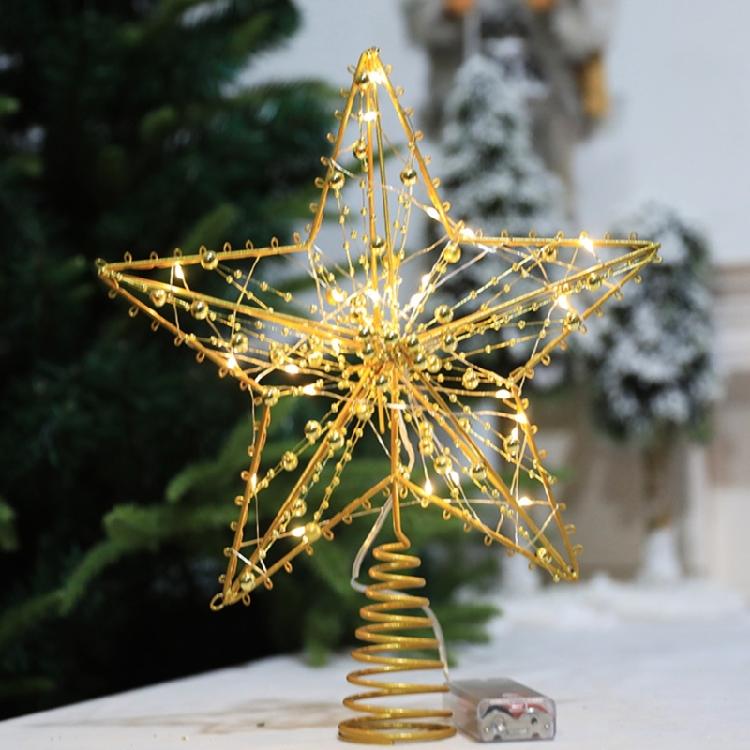 Weihnachtsbaumspitze 5-zackiger Stern mit LED-Licht Baumdekoration Bäume Stern