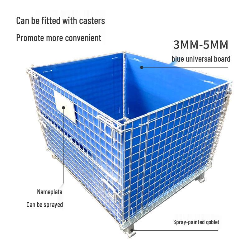 Movable Galvanized Mesh Storage Cage with Wheels - Foldable Iron Frame Butterfly Box