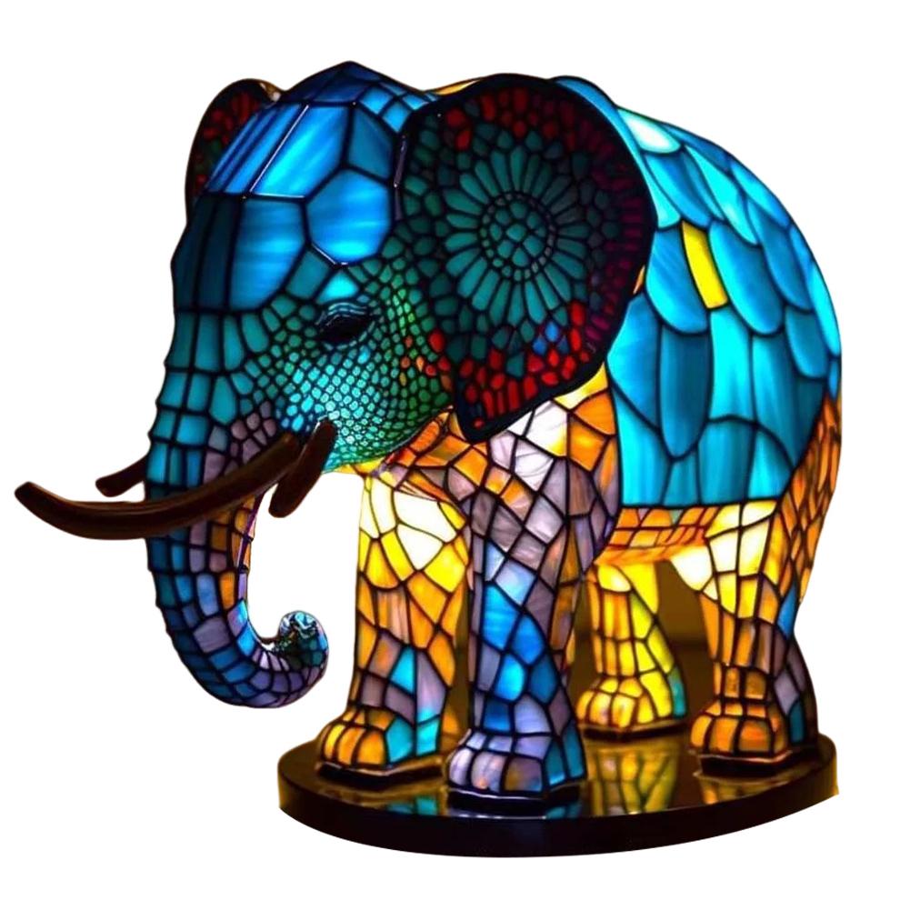 Animal Table Lamp Creative Stained Resin Glass Animal Sculpture Night Light For Living Room Bedroom Home Decoration