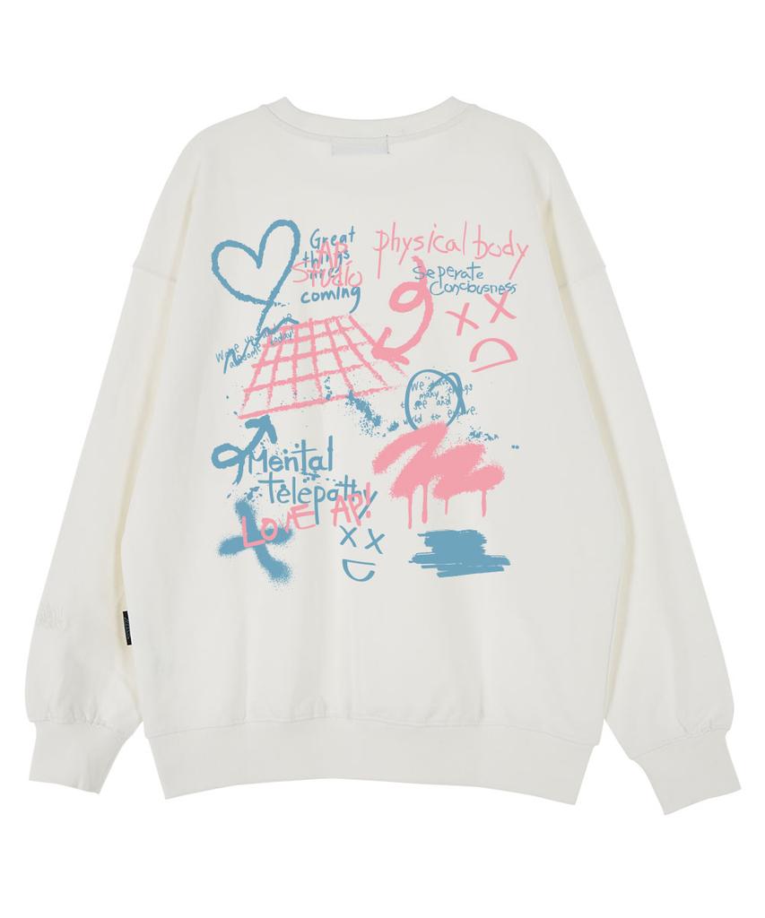 ASTRAL PROJECTION Graffiti Oversized Drop Shoulder Sweatshirt_White