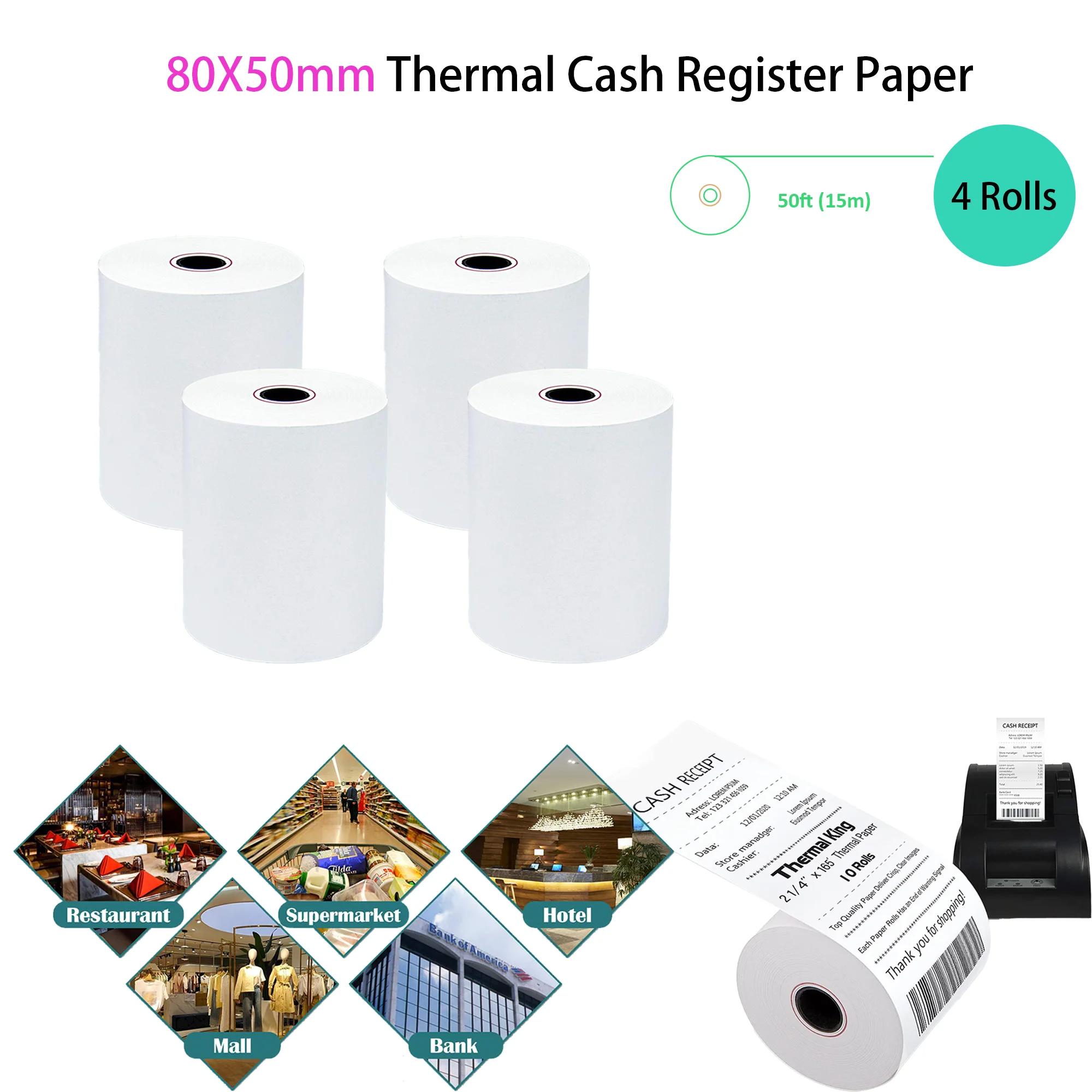 

Квитанційний термопапір 3 1/8 x 50 футів, квитанційний папір POS касовий папір для апарата для кредитних карток Квадратний термінальний принтер темно-сірий колір