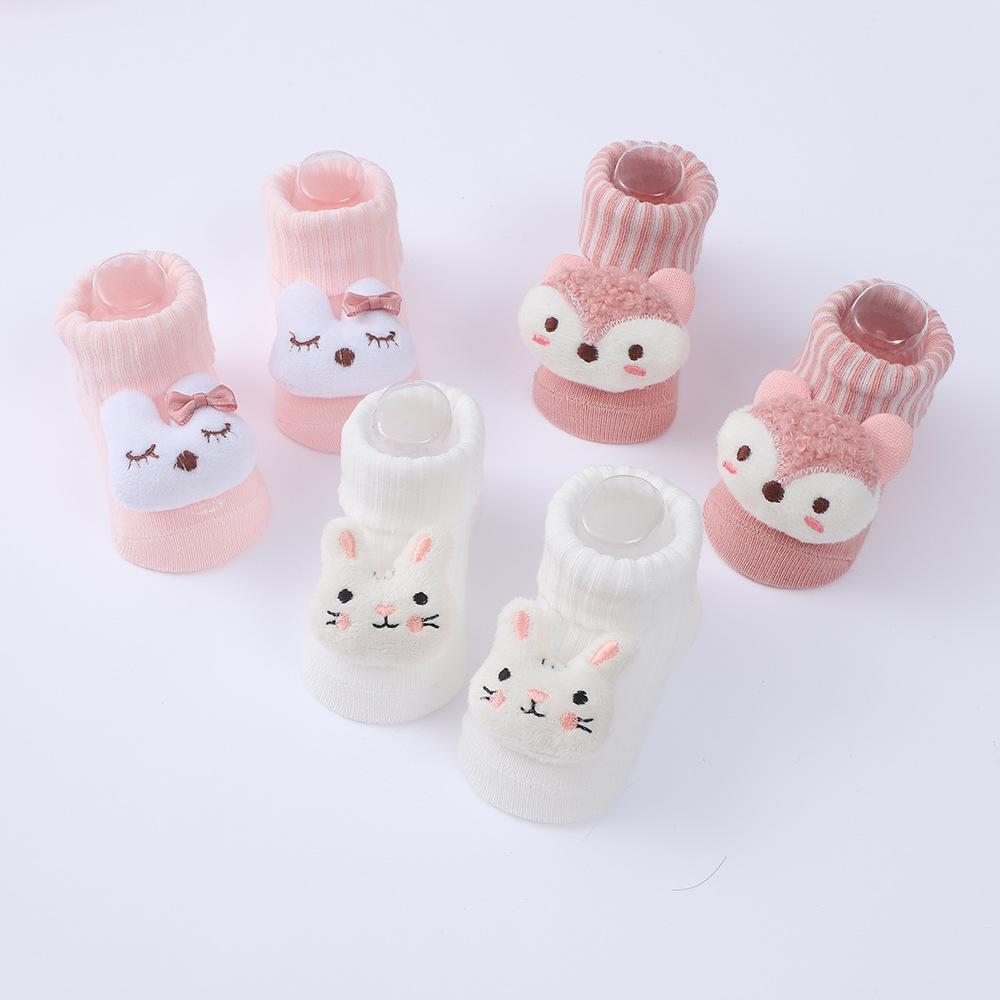 3 Pairs Newborn Baby Socks Cute Cartoon Animal Cotton Floor Socks Infant Thin Socks Breathable Kids Clothes Accessories