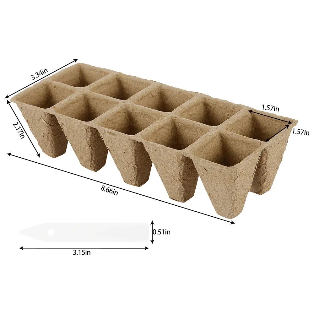 20Pcs Seedling Start Trays with 10 Holes Organic Germination Plant Biodegradable Seedling Peat Pots for Indoor Gardening Tool