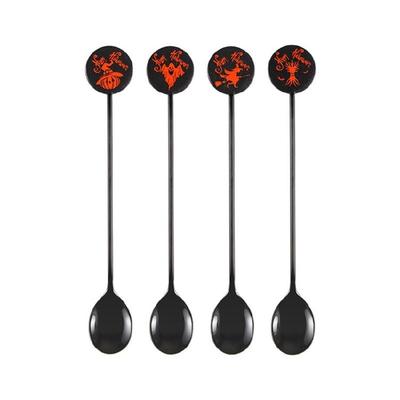 4 Stück/Set Kaffeelöffel aus Edelstahl Halloween Kürbis Geist Hexe Löffel Dekor