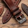 WatchGecko Vintage Highley Italian Leather Watch Strap 20mm (Red Brown, Quick-Release)