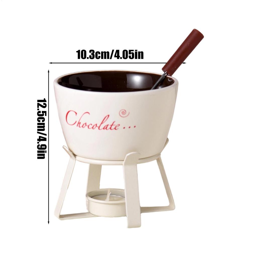 Chocolate Fondue Cup With Fork Ceramic Kitchen Gadgets Chocolate Melting Cup Mini Fondue Set For Christmas Birthday Party