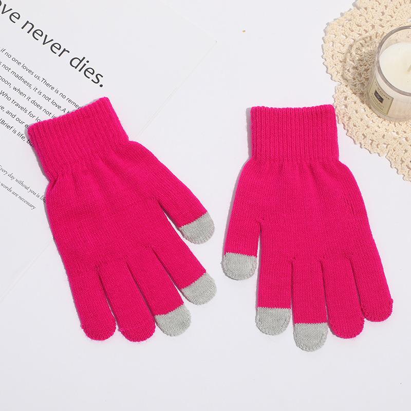 Solid Color Knit Touchscreen Gloves: Elastic & Warm, Perfect for Students - Ideal for Mobile Use In Autumn & Winter.