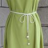 Retro Pu Braided Pearl Belt Waist Chain Versatile Women Leather Rope Waistband Waist Rope Jeans Dresses Clothing Accessories