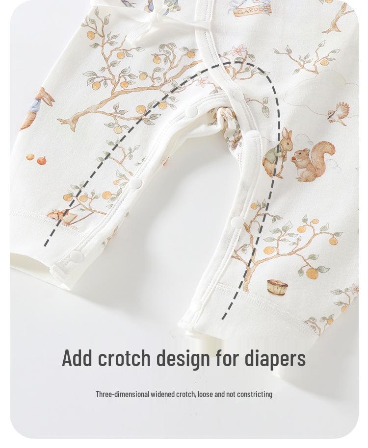 Antibacterial Cotton Baby Jumpsuit with Belly Protection for Spring and Autumn