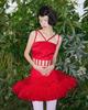 Leobyui Tulle Tiered Skirt Red