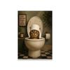 Funny Cat Toilet Art Prints Vintage Bathroom Poster Decor Humorous Wall Print Canvas Painting Toilet Decor