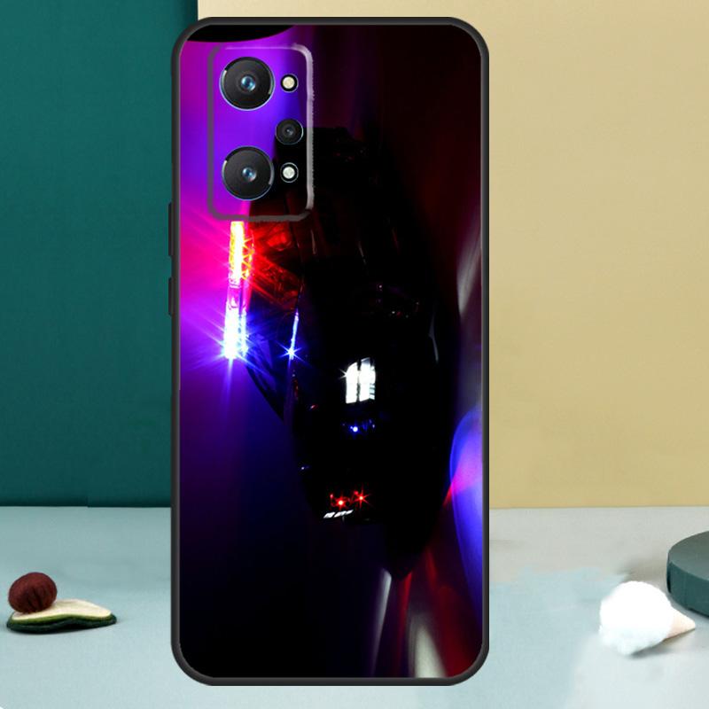 Police Cars Light At Night For Realme 11 10 12 13 14 Pro Plus GT 7 6 5 Pro GT 6T C67 C61 C53 C51 C21Y C25S C75 C55 Case