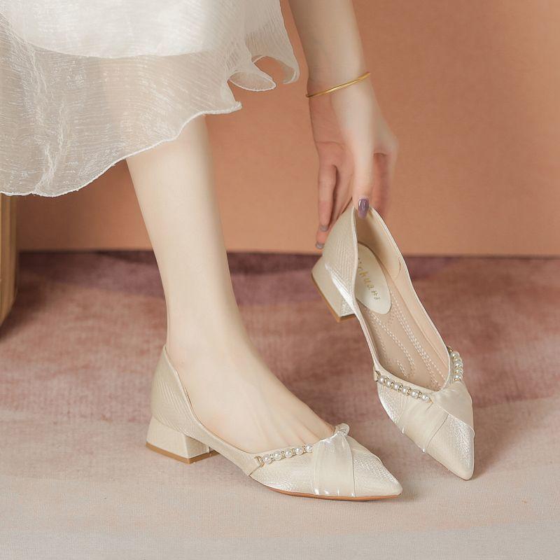 Korean late evening wind fairy shoes with skirts, light mouth thick heels in summer, not tired feet, Mary Jane shoes