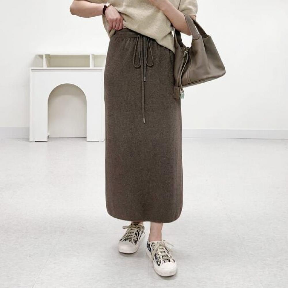 Mizqz Basic H Line Knit Long Skirt