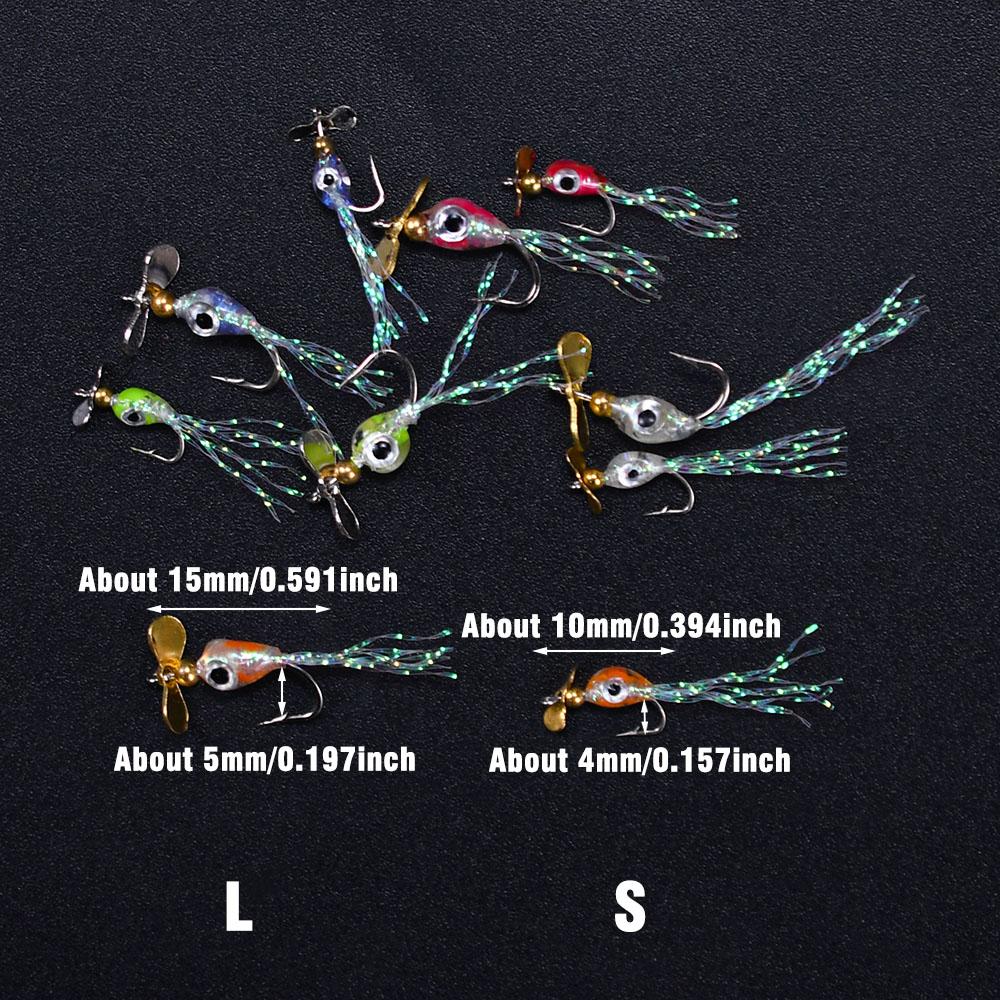 10Pcs Propeller Sequins Fly Bait Rotating Metal Spinner Lures for Fly Fishing Insect Lures Effective Trout And Bass Fishing Lure