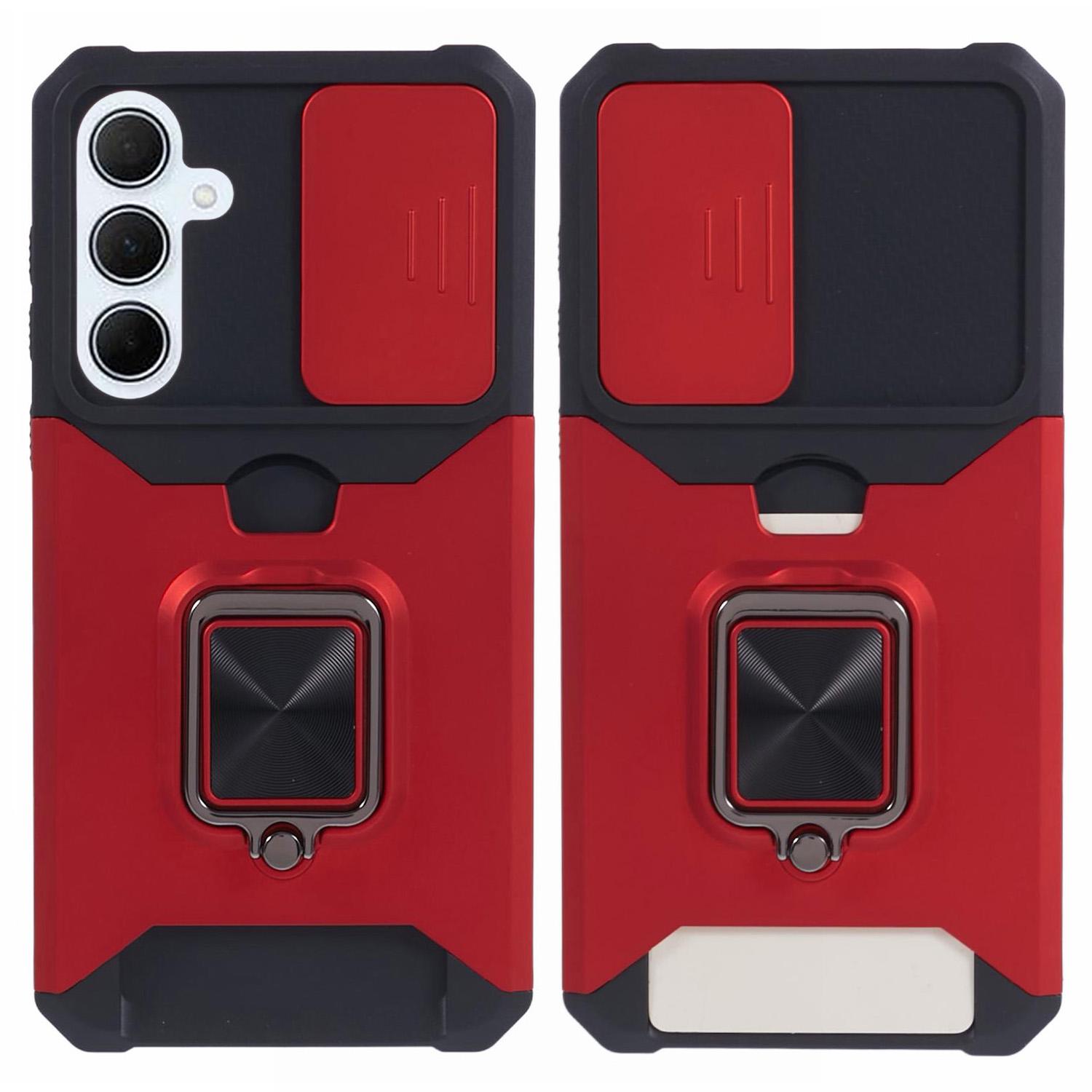 

For Samsung Galaxy A36 5G Kickstand Case Slide Lens Lid PC + TPU Phone Cover with Card Slot A