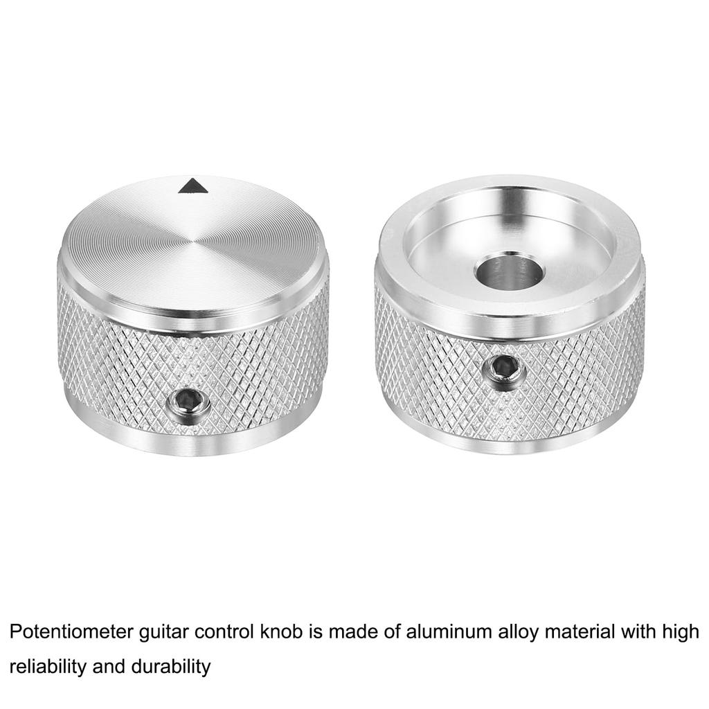 uxcell Aluminum Potentiometer Universal Volume Tone Control Knob for Guitar and Diamond Silver 4-Piece Knob, 1/4" (6mm) Bass, 5/8"