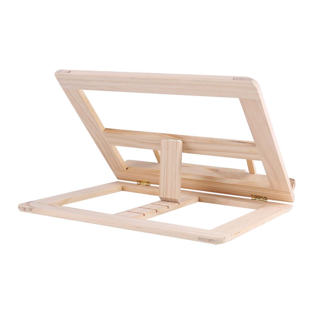 Multi Functional Wooden Book Reading Rack Kitchen Cookbook Stand Holder