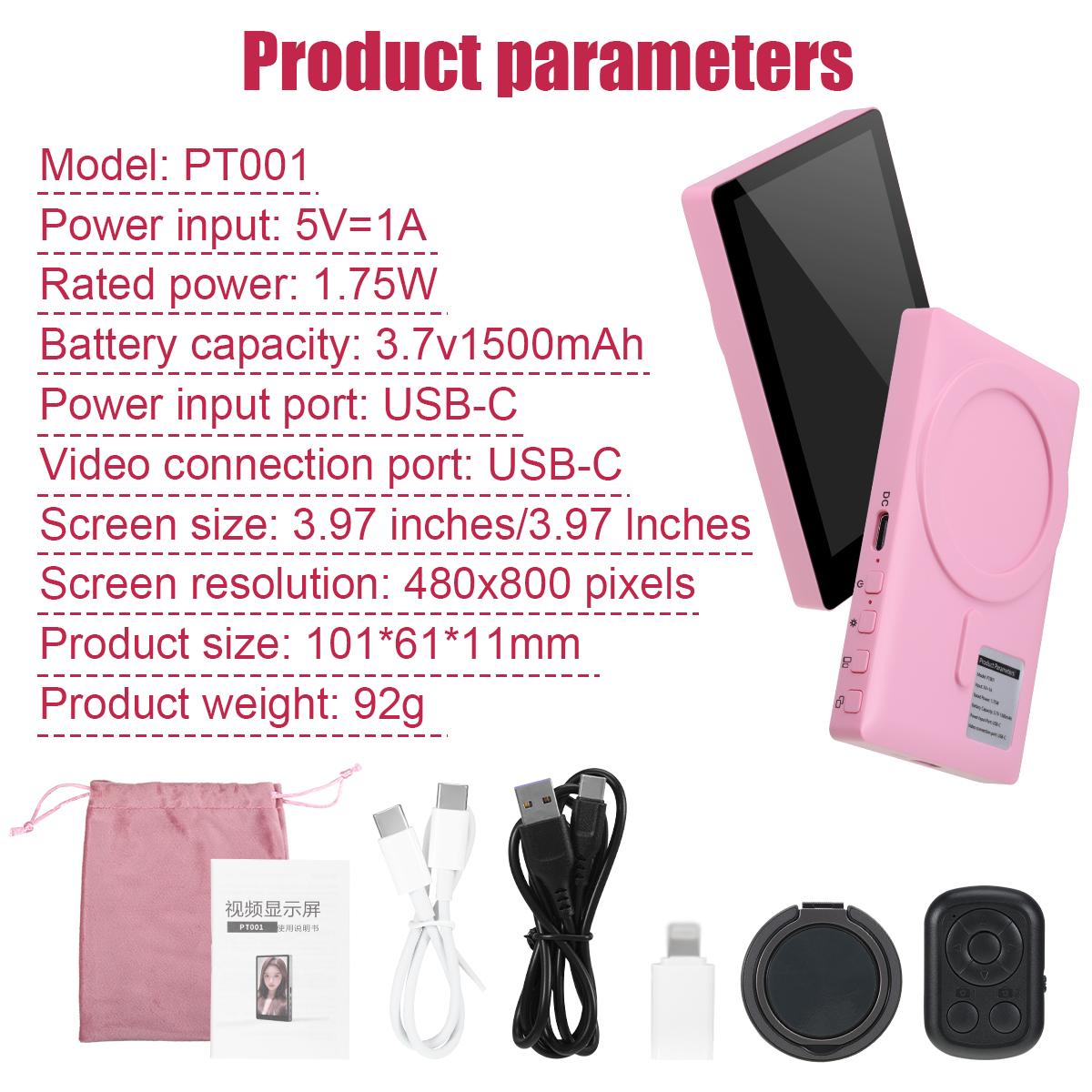 

Magnetic Cell Phone Vlog Self Timer Monitor Screen Using Rear Camera Monitor For Live Streaming Creating Content Self-Timer розовый