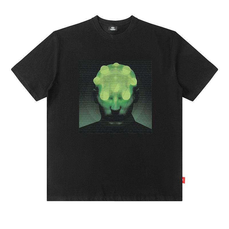 

Trendy Brand European And American High Street Men S T-Shirt Oversize Rock Printing Heavy Cotton Short-Sleeved T-Shirt Men M