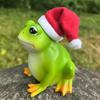 Christmas Santa Hat Frog Statue Indoor Outdoor Garden Frog Resin Figurine Sculpture Planter Pot Desktop Decoration Ornament