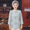 Chiffon Summer Shirt for Elderly Women: Chinese Style Round Neck Fashion.