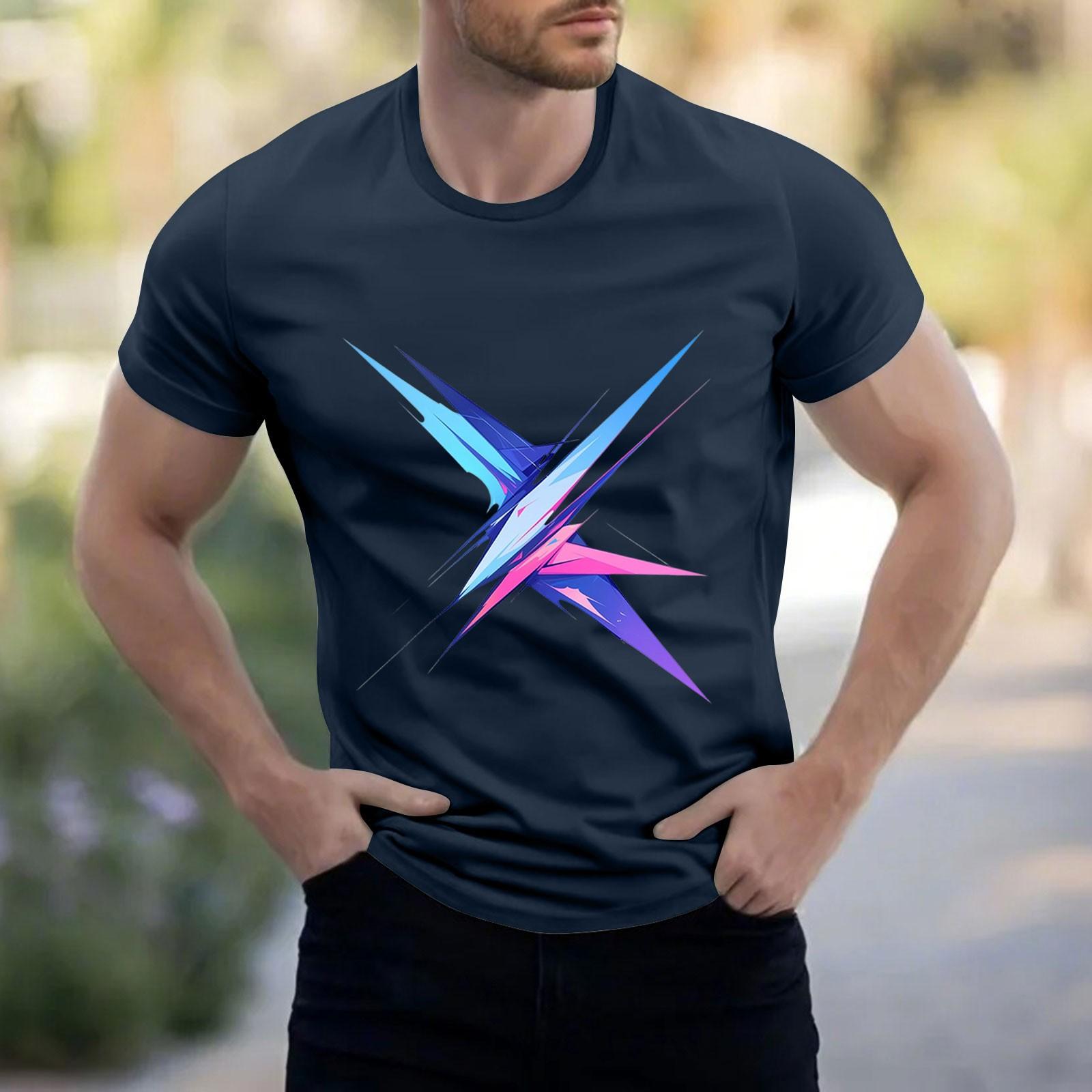 

Мужская рубашка с воротником-стойкой и коротким рукавом, свободная рубашка для отдыха и отдыха, мужская XL тёмно-синий