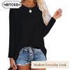 Blusas y camisas informales de manga larga con cuello redondo y estampado de Color sólido a la moda para mujer