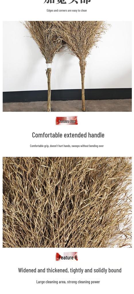 Traditional Large Bamboo & Wood Handle Broom for Outdoor Sweeping and Road Cleaning