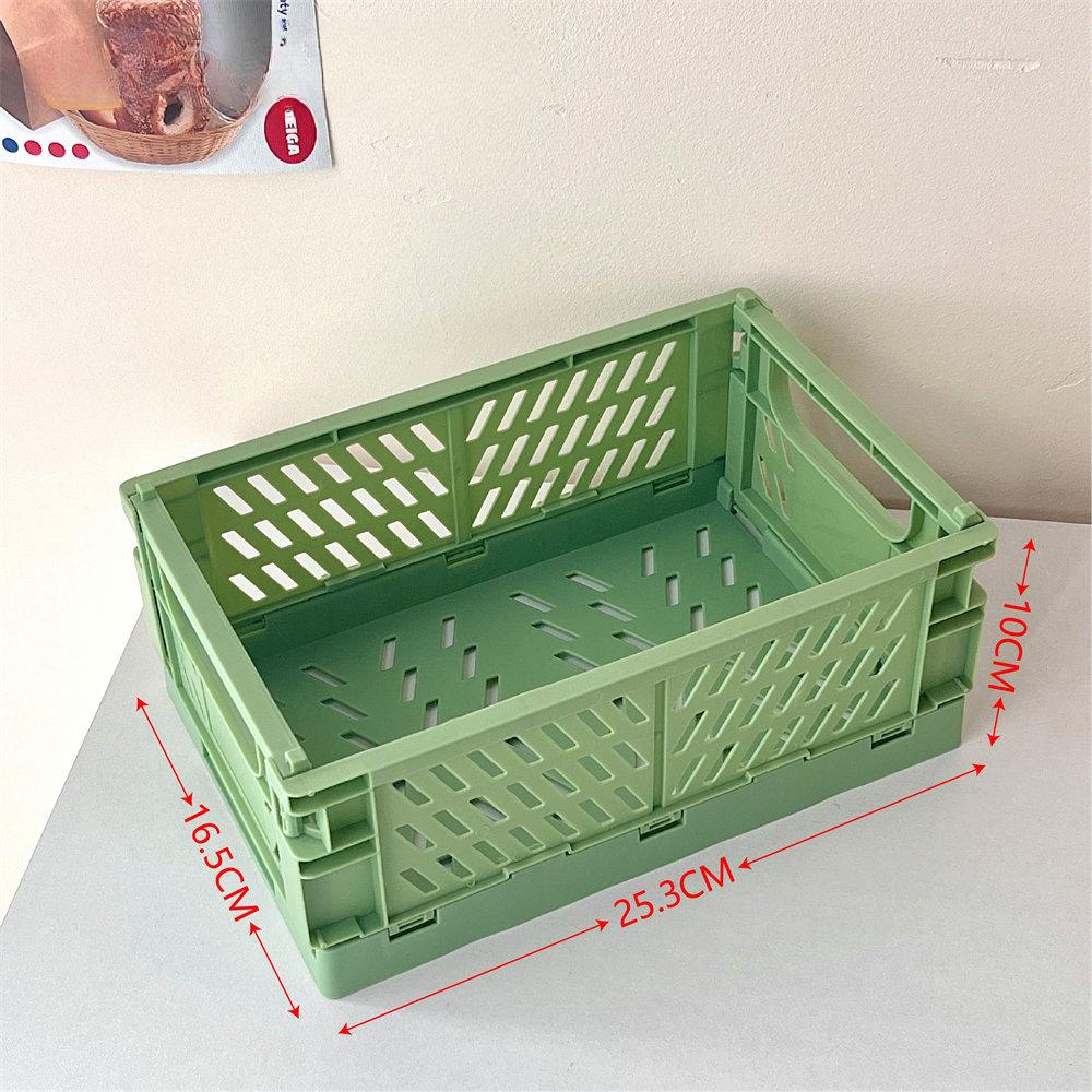 

Cute Ins Folding Plastic Storage Rack Organizer Box Student Portable Desktop Food Toy HandAccount Tape Stationery Storage Basket