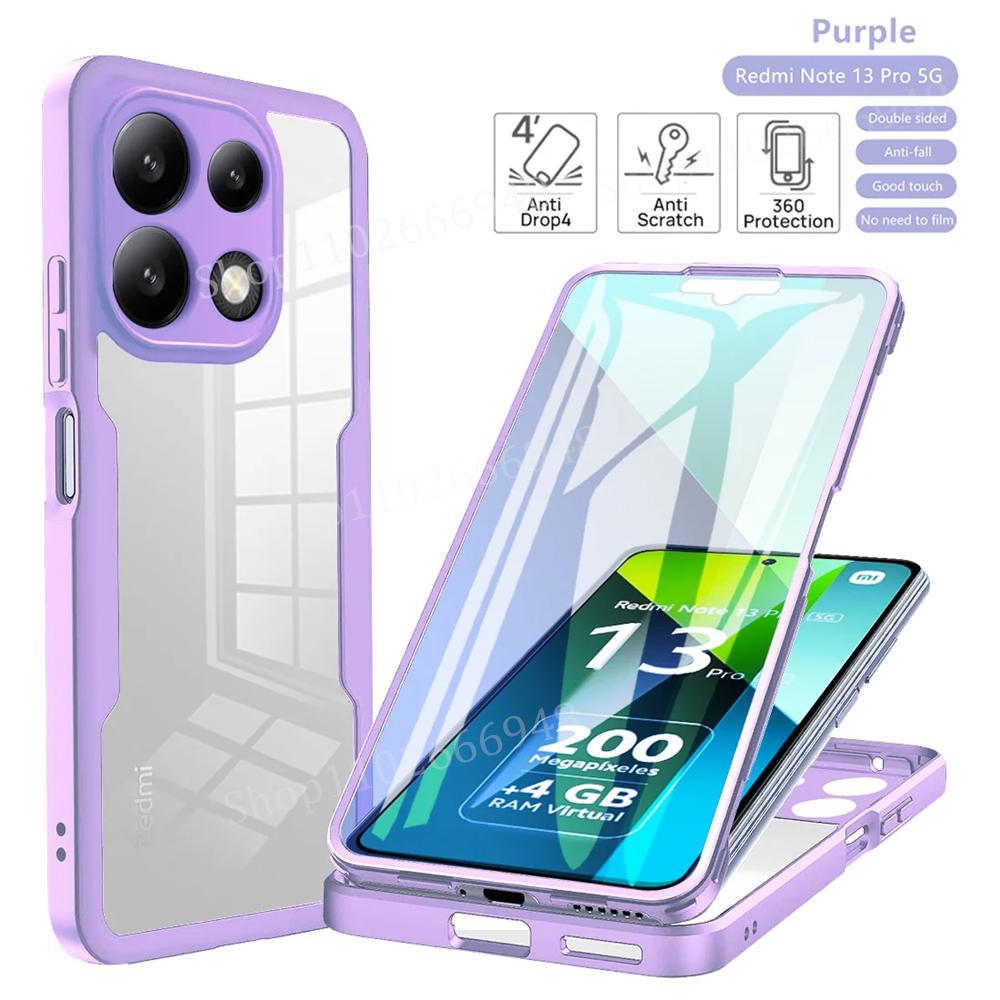 360 Full Cover Case For Xiaomi Redmi Note 13 14 12 11 10 Pro Plus 4G 5G Shockproof Clear Front Back Body Coverage Cover Carcasa