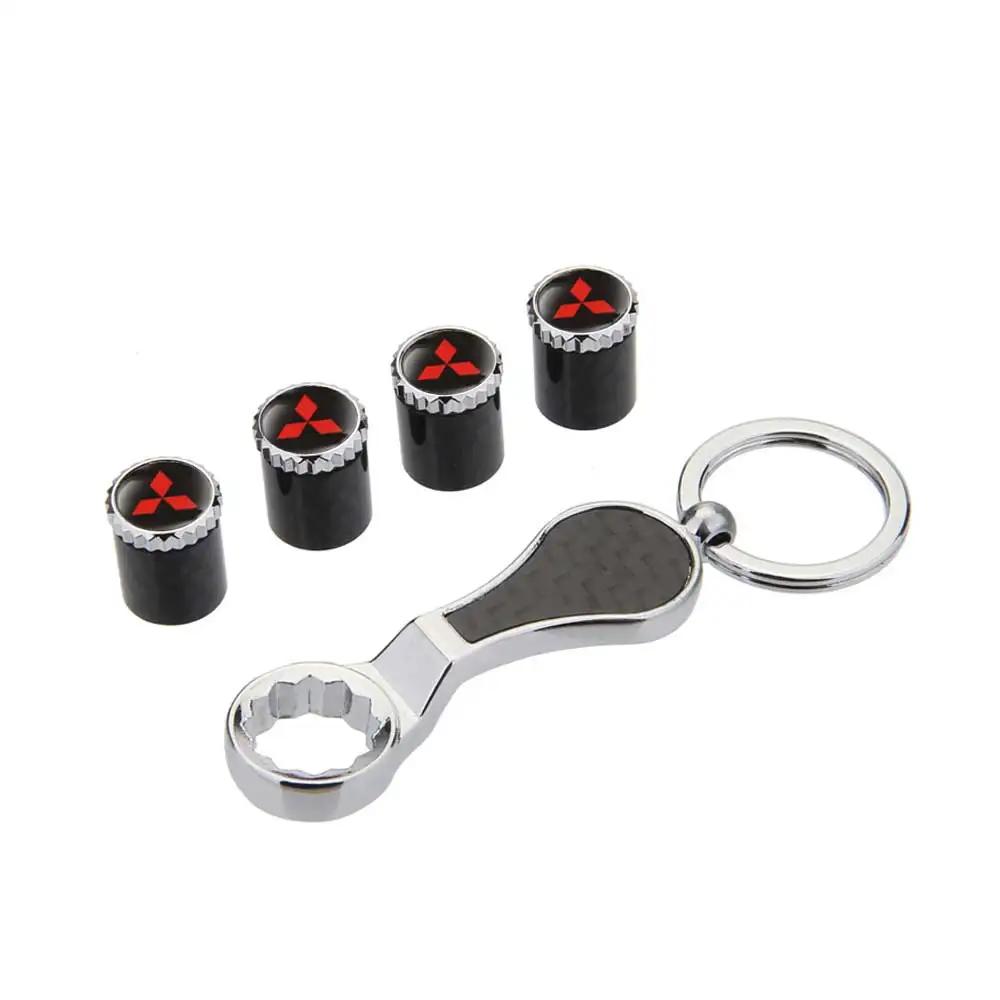 4pcs Car Wheel Valve Caps Air Covers with Wrench for Mitsubishi Ralliart ASX Outlander Lancer 9 Pajero Colt Mirage Eclipse EVO