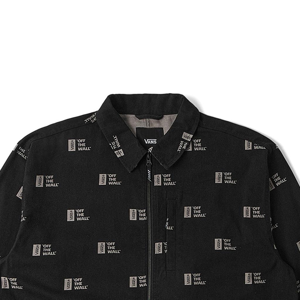 Vans Letter Print Loose Fit Zip Collar Jacket Men Jackets Black VN000GQ4CRG