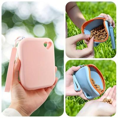 1PC Portable Silicone Dog Treat Pouch - Leak-Proof Training Bag for Travel & Outdoor Use