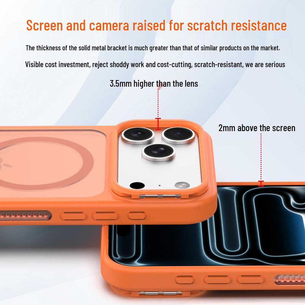 iPhone 17 Pro Max Matte Skin-Feel Case with Lens Stand - Drop-Proof, Heat Dissipation Protection