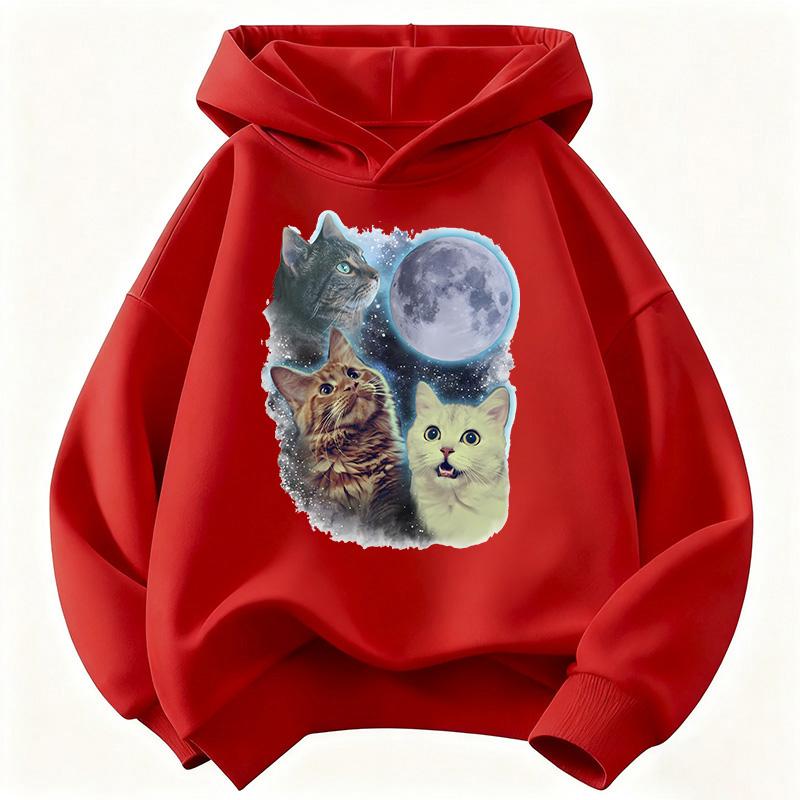 Fashion Hoodie Kids Cat Children's Sweatshirt Cute Kawaii Hoody for Boys Girls Autumn Winter Casual Hoodies