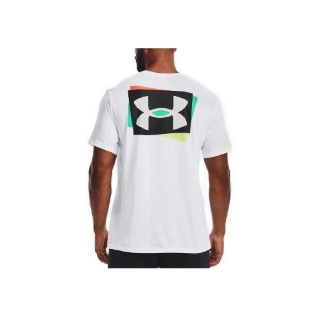 Under Armour Letter Logo Print American Vintage Crew Neck Short Sleeve T-Shirt Men Tops White 1370731-100