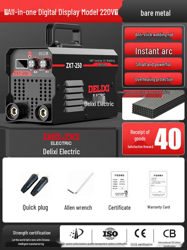 

Delixi 220V/380V Dual-Use Portable Welding Machine, Industrial & Household, All Copper, 315 Model