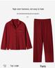Wedding Couple Red Pajamas Set - Autumn Winter Pure Cotton Long Sleeve Homewear for Him & Her