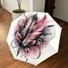 1PC Feathers Ink Umbrella-8-Rib Reinforced, Automatic Open, Lightweight & Durable, Cute Fashion Accessory for Outdoor-P29