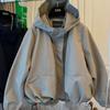 Women's Round Neck Long Sleeve Loose Fit Casual Jacket Mid Length Outdoor Windbreaker