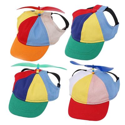 Dog Propeller Hat With Ear Holes Colorful Dog Bucket Baseball Caps Comfortable Rainbow Helicopter Top Hat For Poodle Puppy