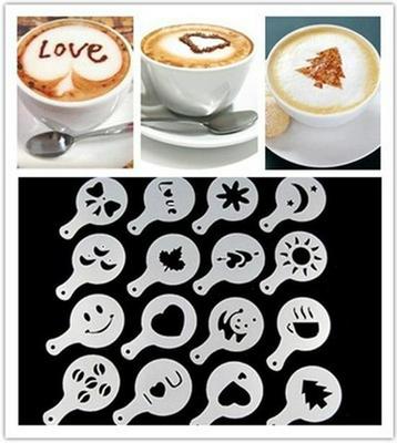 16-Piece PVC Kitchen Baking & Coffee Latte Stencil Set